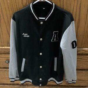 SHEIN Black and Gray Letterman Jacket